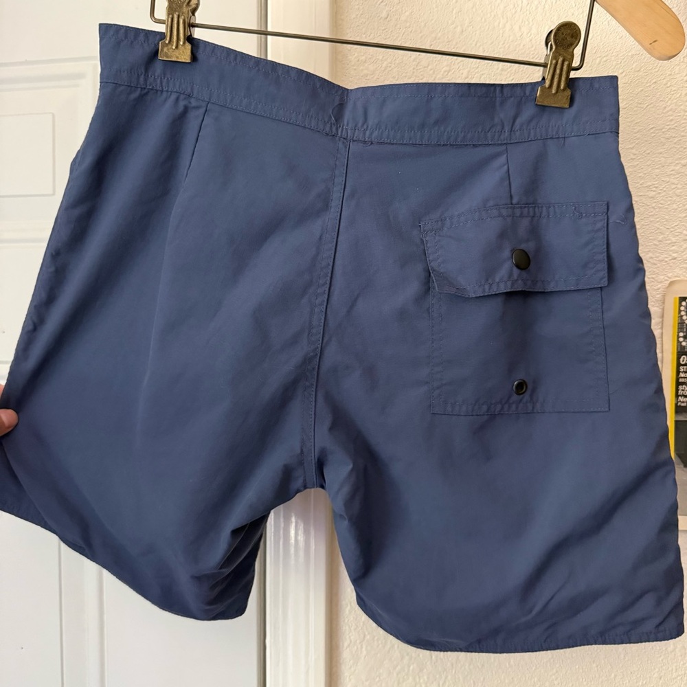 BATHER blue nylon beach swim summer drawstring shorts trunks - Picture 4 of 7